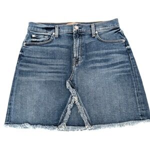 7 For All Mankind Luxe Vintage Frayed Hem Denim Mini Skirt 29 Festival Boho Y2K